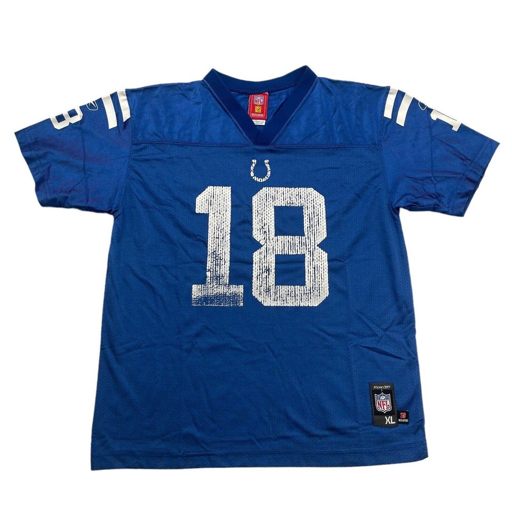 Reebok Indianapolis Colts Jersey Boys XL (18-20) #18 Payton Manning Blue White